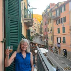 Beer, shrimp & calamares on our balcony