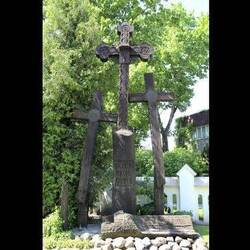 Three Crosses Outside Holy Trinity Church in Tauragė