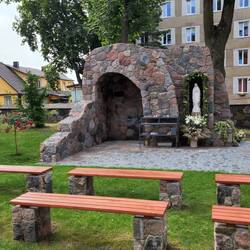 Lourdes altar outside of the back of St. Peter and Paul's Church in Panevėžys