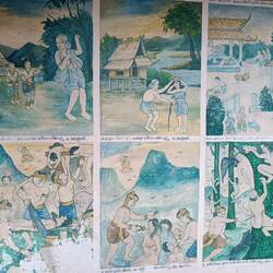 ציורים על מקדש/מנזר בצד השני של הנהר, מה קורה פה?