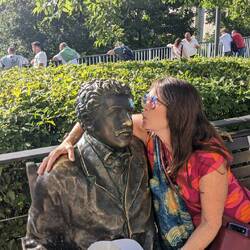 There goes Deanne kissing Einstein again. He used to work at the patent office here.