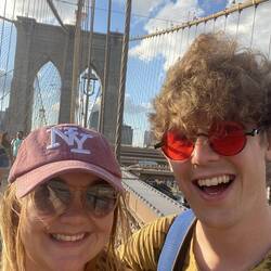 Brooklyn Bridge, with my authentic New Yorker hat