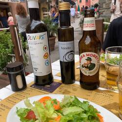 Lunch - salads, Moretti, local olive oil and balsamic