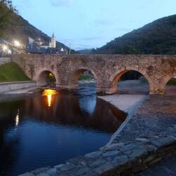 Pilgrims bridge in Molinaseca - a popular place to stay on the camino