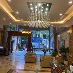 Our hotel lobby - feels very extravagant compared to where we've been staying