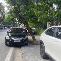 People park anywhere and everywhere - this is a sidewalk