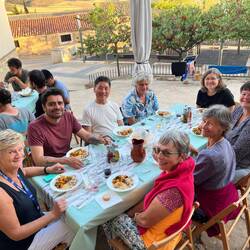 Our pilgrim's table. Chile, France, Korea, Germany and USA represented.