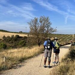 Our friend Sarah took this photo of us somewhere along El Camino today.