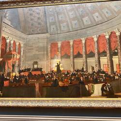 A painting of the old House of Representatives (where all the statues are now)