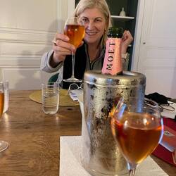 Cheers after a hard day of tasting champagne