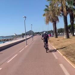 Trying to video while biking. It wasnt Antibes but Villeneuve Louvet in the distance