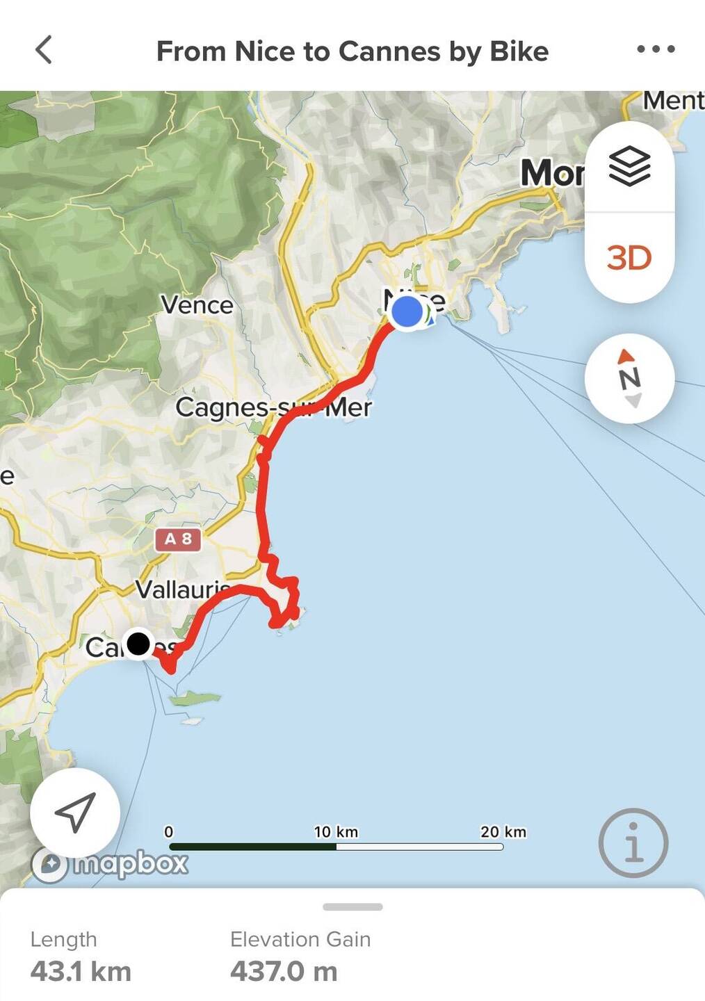 86 K from Nice to Canne & back