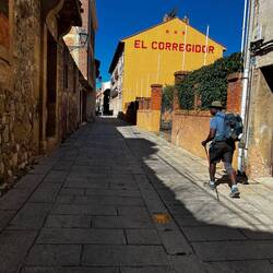 Searching for our lodging in Santo Domingo de la Calzada.