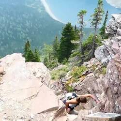 Rock climbing action