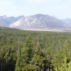 View of Waterton National Park from a lookout on the road