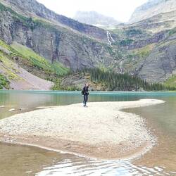 Grinnell Lake - Upper Grinnell Lake and Glacier is above waterfall