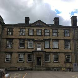The original building, which had a third story added.