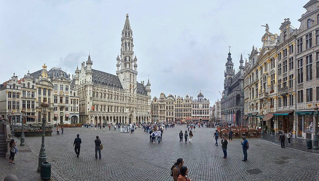 The Grand Place, with Brussels' Town Hall on the left