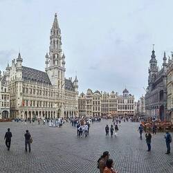 The Grand Place, with Brussels' Town Hall on the left