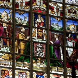King Albert I and Queen Elisabeth praying to Our Lady of the Sablon