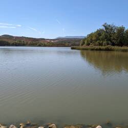 Beautiful lake past bird sanctuary
