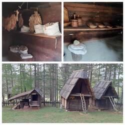 Tobacco store / bakery / corn crib with porch and barns