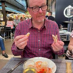 Ian enjoyed his prawns