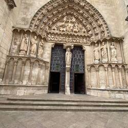 The main entrance to Burgos Cathedral is via the ornate Sarmental Facade on the south face.