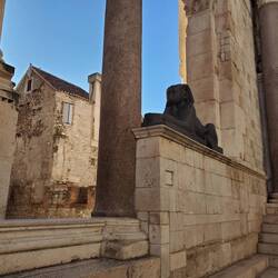 A sphinx, apparently the oldest thing here as it was taken from Egypt.