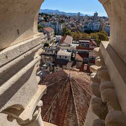 The view from an archway in Saint Domnius Bell Tower