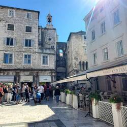 People's Piazza with a view of Church of Our Lady of the bell tower in the background