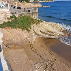 Stratified rocks on La Concha beach