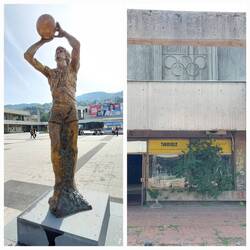 Old 1984 Winter Olympics venue; parts are now a shopping mall and others are in disrepair