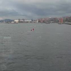 Tough conditions… viewed from the suspension 'car' on the bridge!