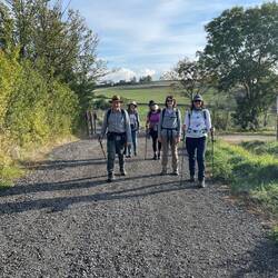 A nice flat part of the walk - that's why we are smiling