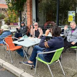 Enjoying sitting down!