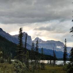 Our camping spot at Waterfowl Lakes / Unser Campingplatz bei Waterfowl Lakes