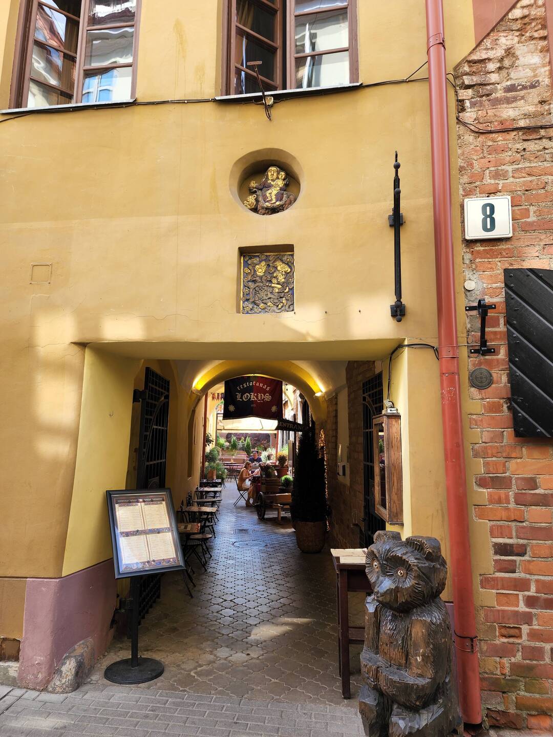 Entrance to Restoranas Lokys in Old Town Vilnius