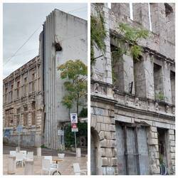 Damaged buildings from the conflict
