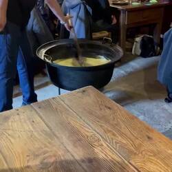 The aligot being served - it was quite the show