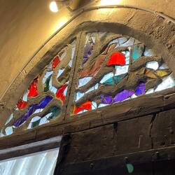 Interesting stained glass in this church