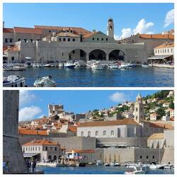 Views of harbour from St John Fortress; approaching it / after it