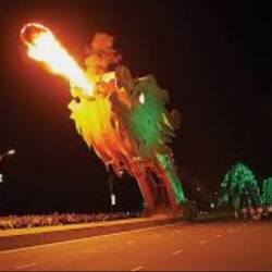 *not my pic* The dragon bridge "breathing" fire