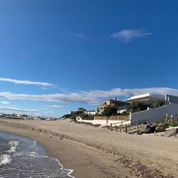 A few upscale homes along the beach