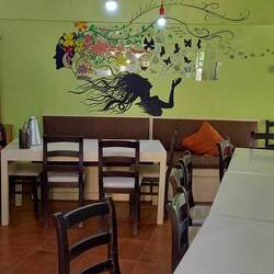 Common kitchen area in the hostel