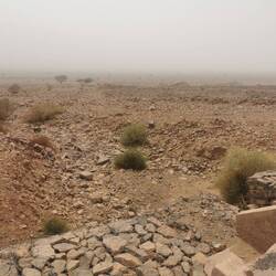 Ausgetrockneter Qued (Fluss), der auch mal die Straße überflutet hat