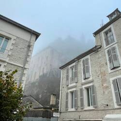Rocamadour shrouded in fog