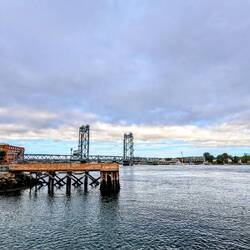 Memorial Bridge (a draw bridge) over the Piscataqua River across to Maine