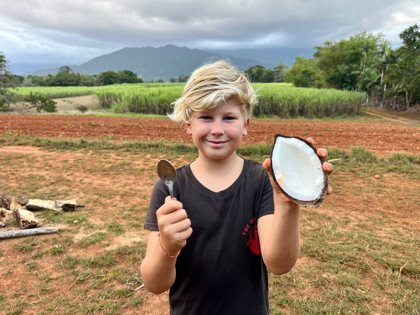 Eating coconuts - Cains coconut