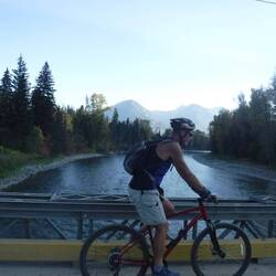 The bridge at Morrisey leading us to the easier road bike back